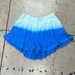 💚 3241. Blue Dip Dye Linen Blend Shorts